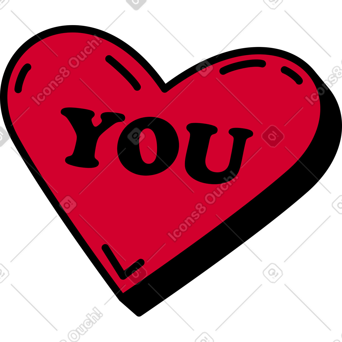 Heart with the word you illustration in Ruby style download in PNG, SVG