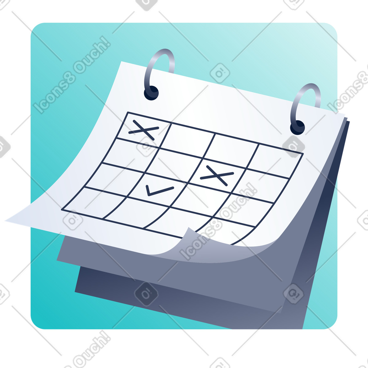 Icona del calendario nel quadrato illustrazione in stile Lucent scarica in PNG, SVG