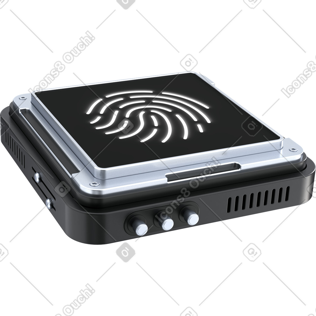 Fingerprint scanner device for secure biometric authentication and access control-Illustration im 3D Pro-Stil als Download in PNG, SVG