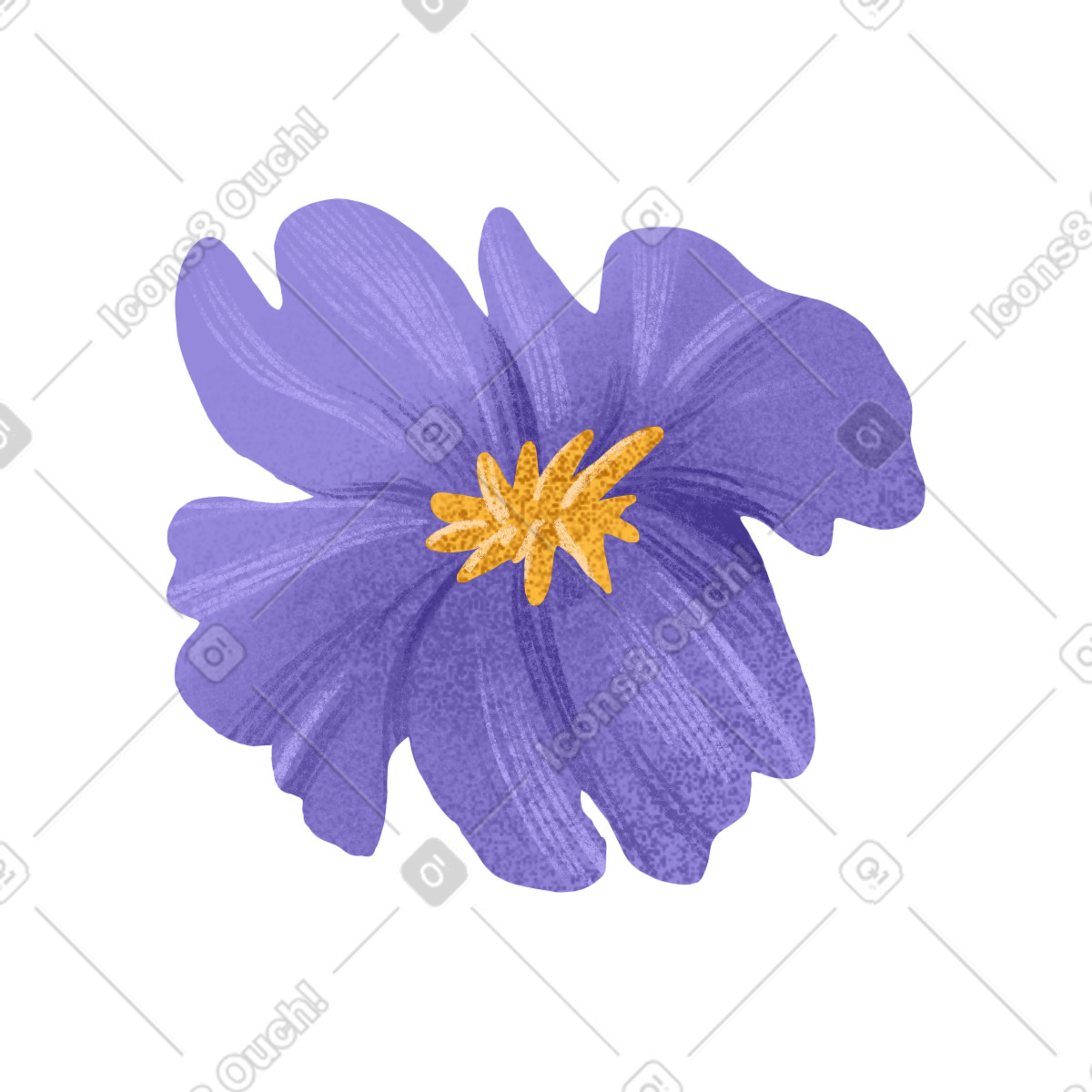 下载 Floral 风格的 Purple flower with a yellow center 插画，支持 PNG、SVG 格式