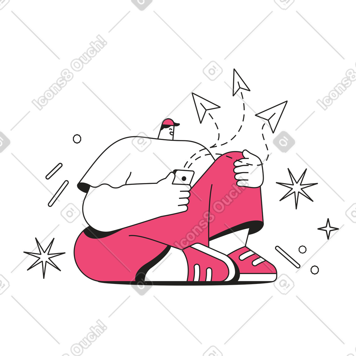Illustration Messaging on phone, Mobile communication or digital conversation dans le style Dazzle Line à télécharger aux formats PNG, SVG