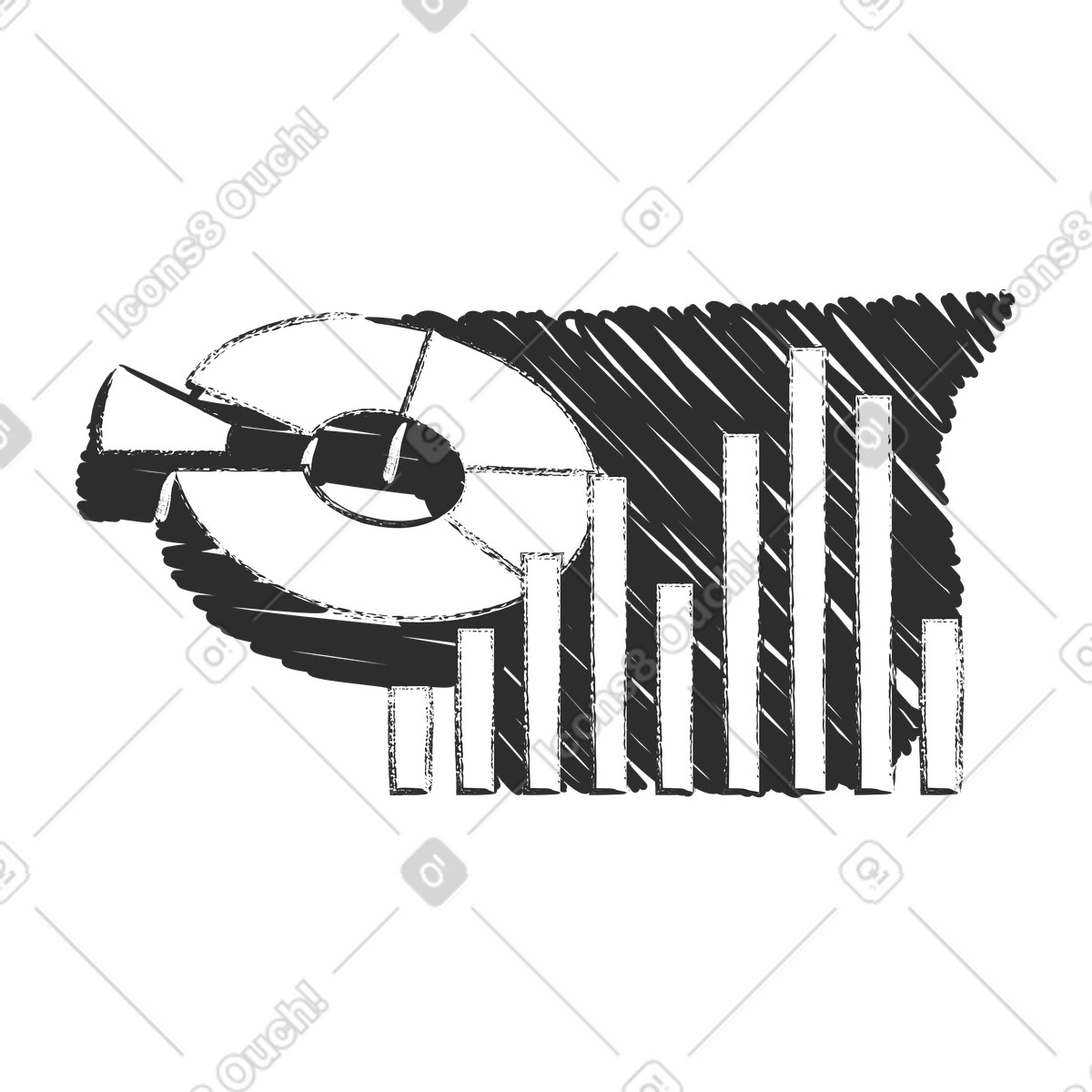 Ilustração de Estatísticas com gráfico donut em no estilo Graphite para baixar em PNG, SVG