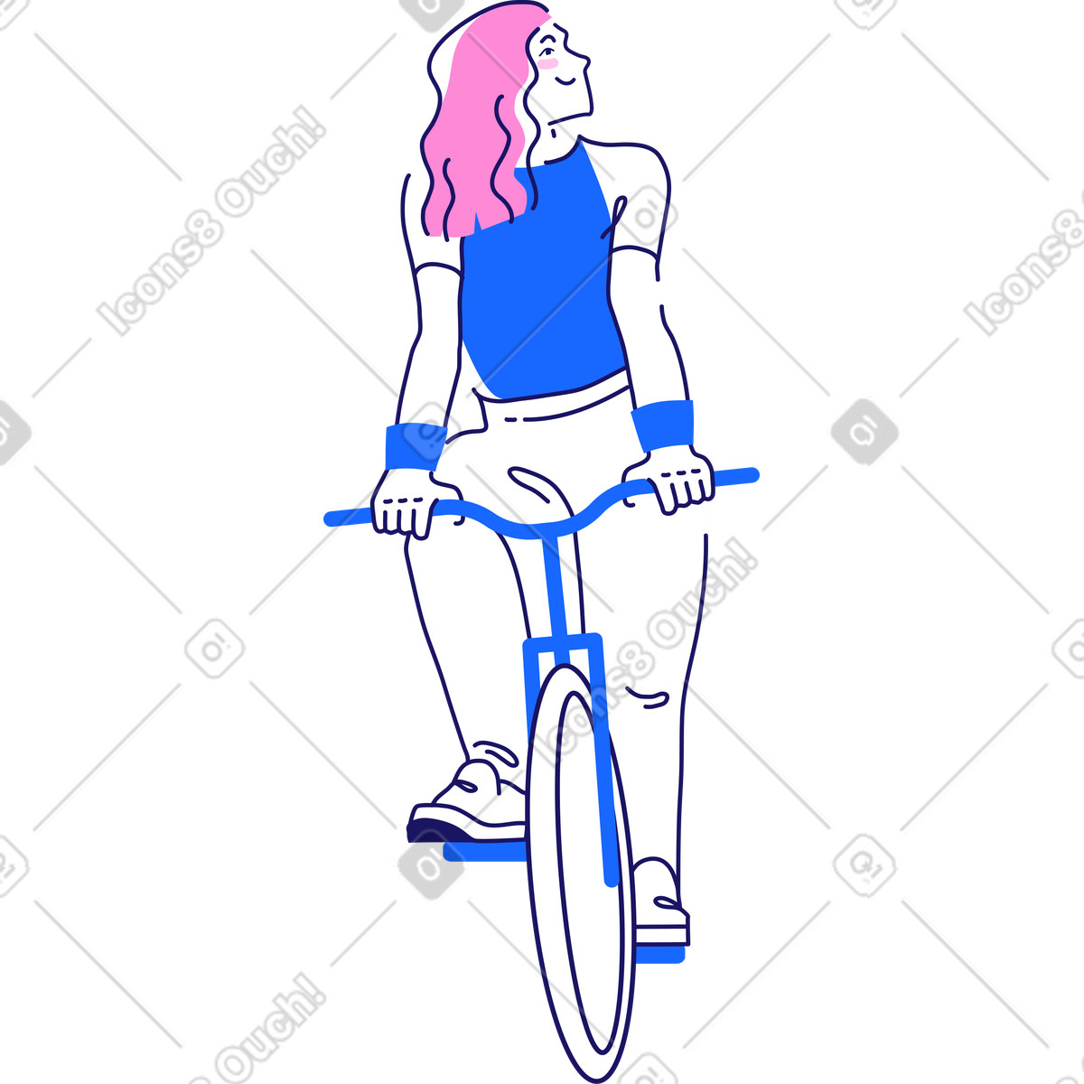 下载 Matey 风格的 骑自行车的女人 插画，支持 PNG、SVG 格式