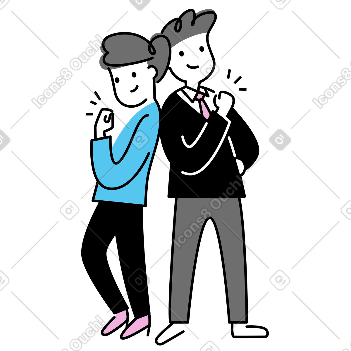 Business colleagues teamwork illustration clipart partnership image in PNG SVG GIF standing together