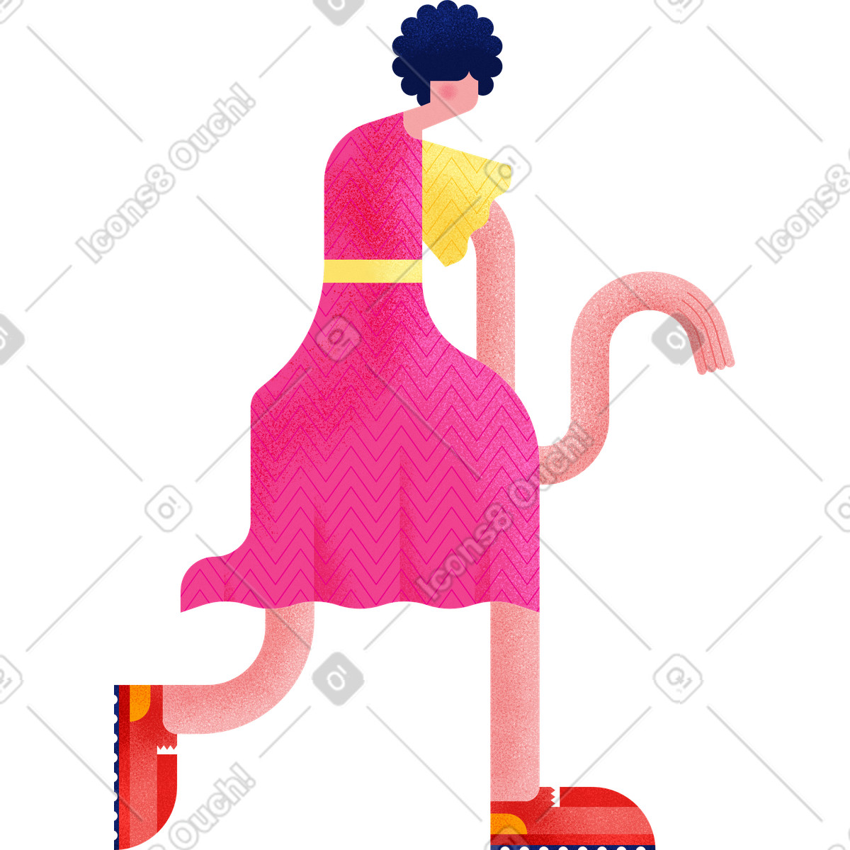 Girl in a pink dress-Illustration im Willowy-Stil als Download PNG, SVG