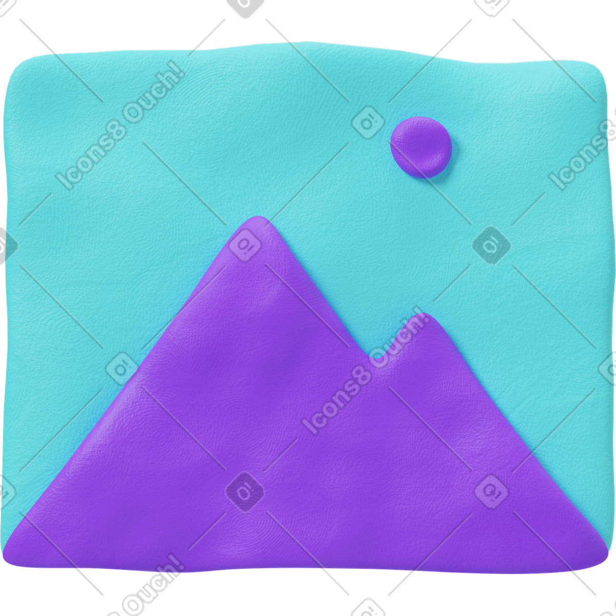 3D Plastilina スタイルの 青い絵のアイコン のイラストをPNG、SVG形式でダウンロード