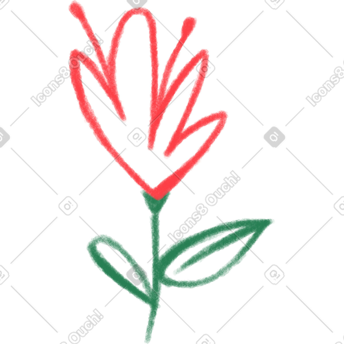 Red decorative flower illustration in Doodle style download in PNG, SVG