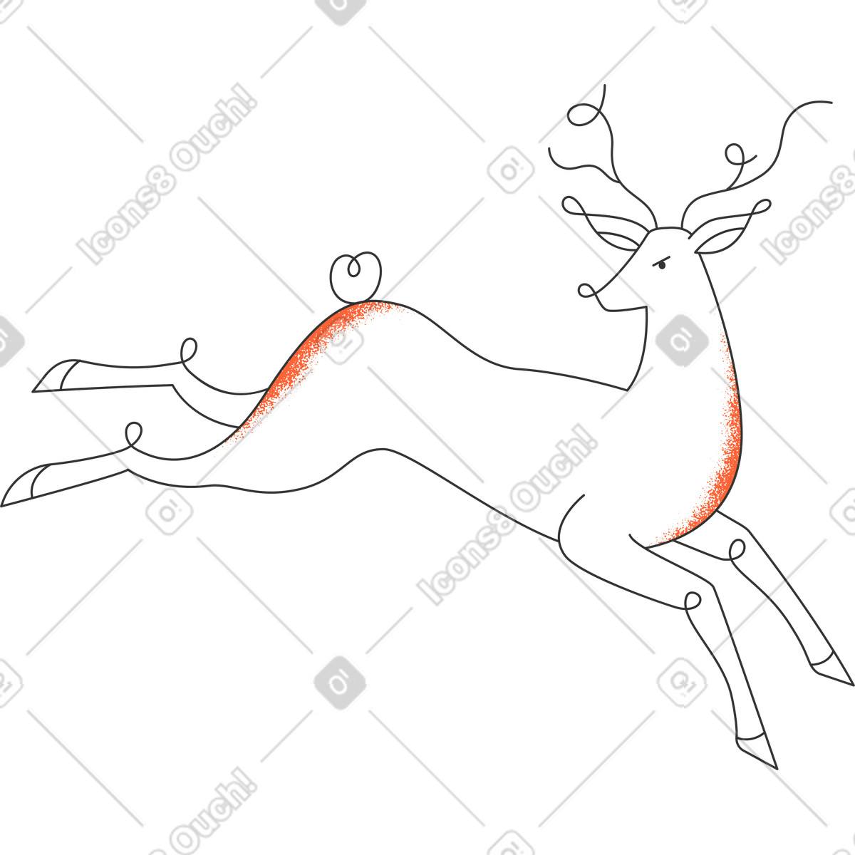 下载 Crayon 风格的 鹿 插画，支持 PNG、SVG 格式