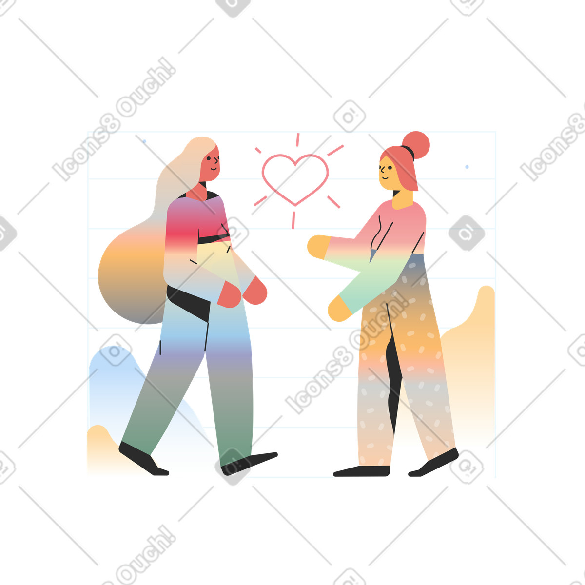 Erstes treffen eines paares-Illustration im Marginalia-Stil als Download in PNG, SVG