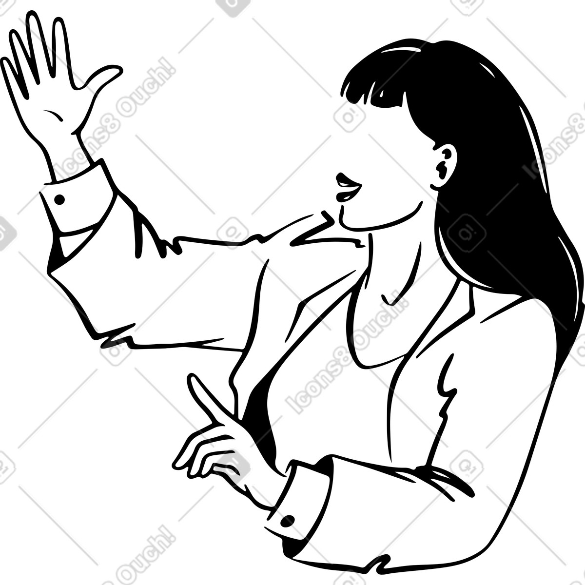 Ilustração de Mulher terno dando high five em no estilo Line para baixar em PNG, SVG
