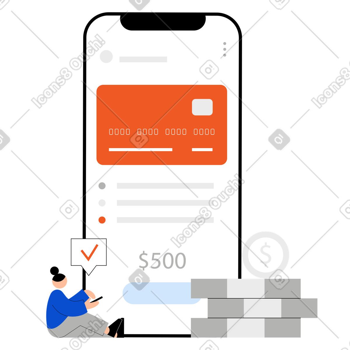 Ilustração de Banco online e carteira digital em no estilo Tiny para baixar em PNG, SVG
