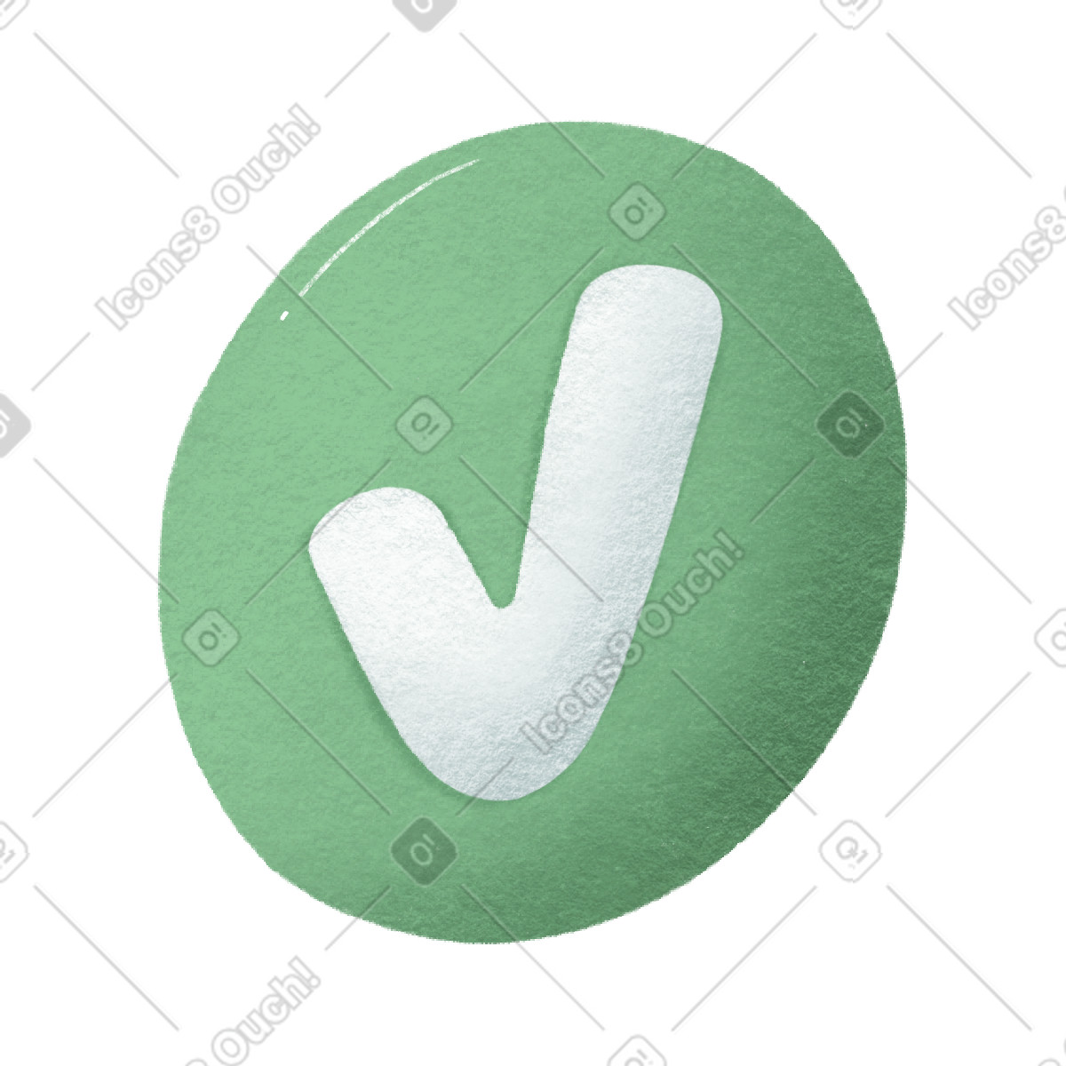White check mark in the green circle illustration Woolly style download PNG, SVG