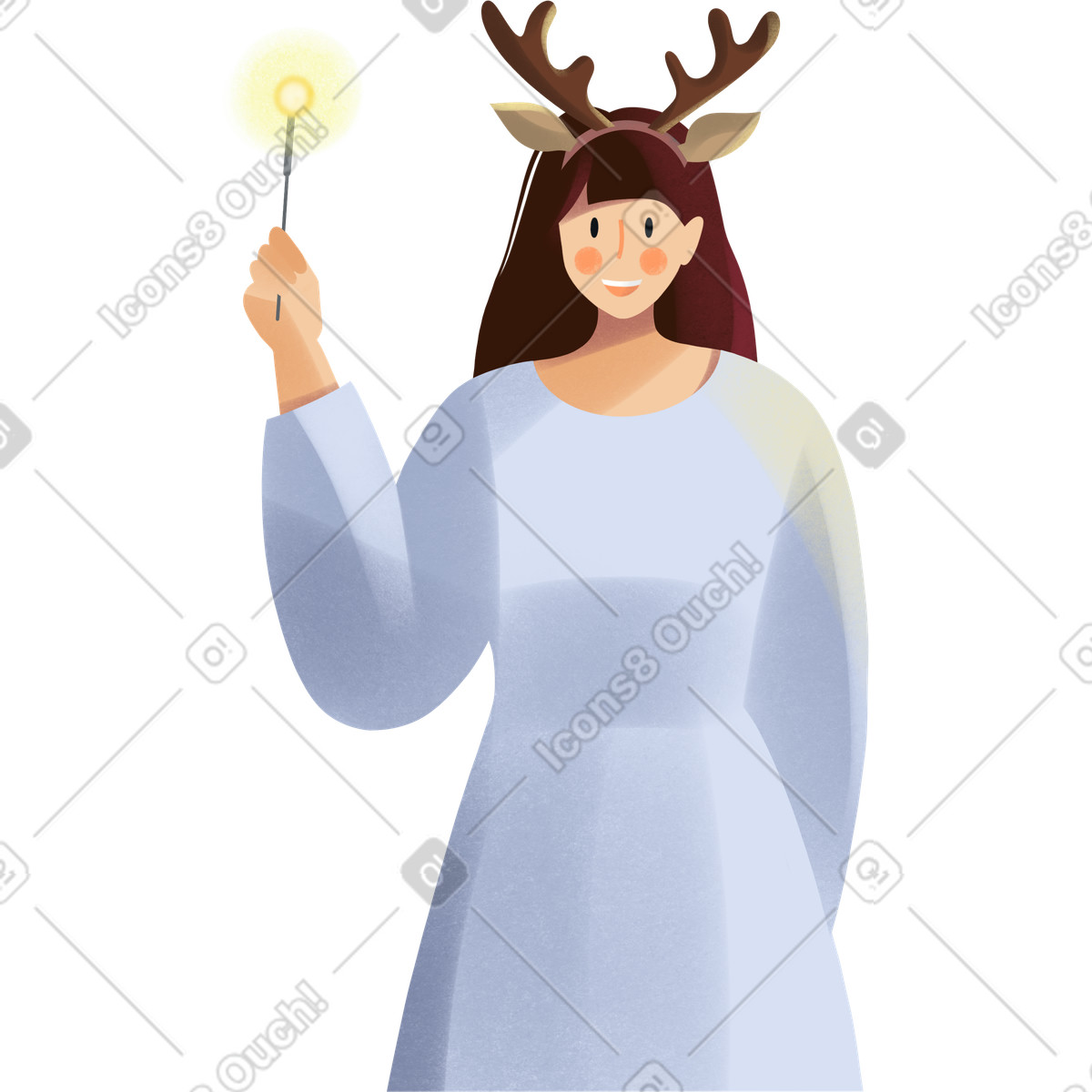 Shine 스타일의 Young woman holding sparkler 일러스트레이션 PNG, SVG 다운로드