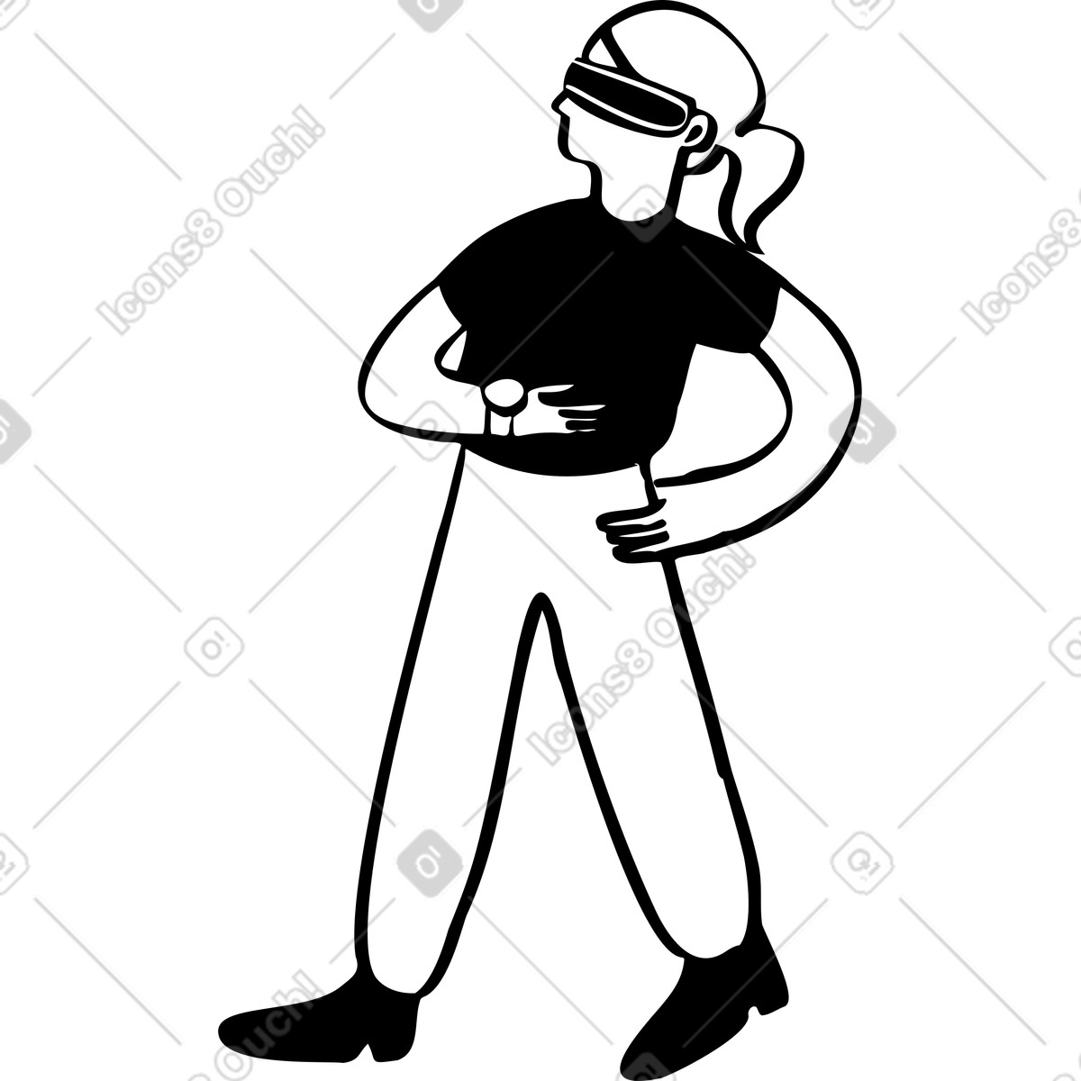 Donna che cammina con gli occhiali vr illustrazione in stile Journal scarica in PNG, SVG