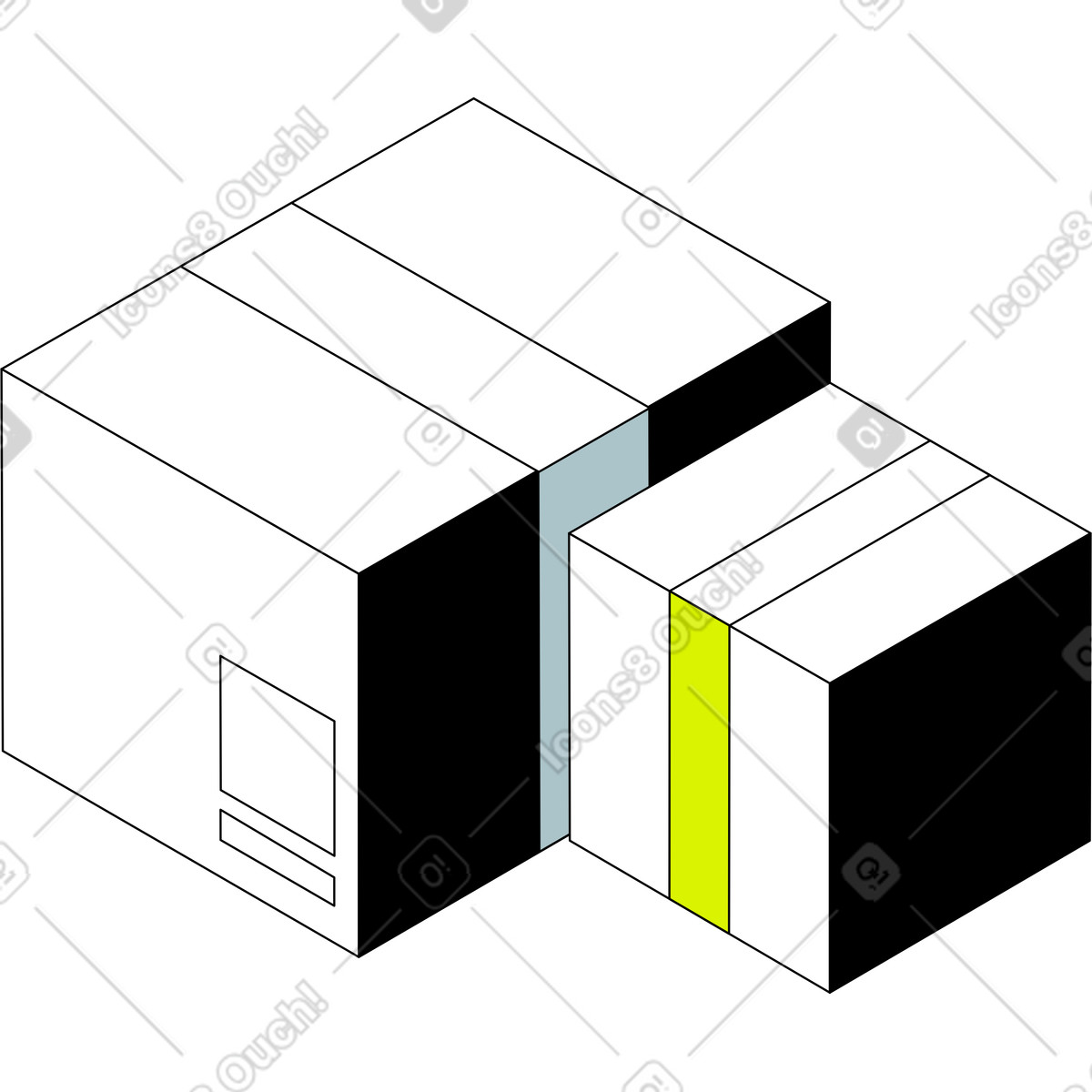 Boxen-Illustration im Isometric-Stil als Download in PNG, SVG
