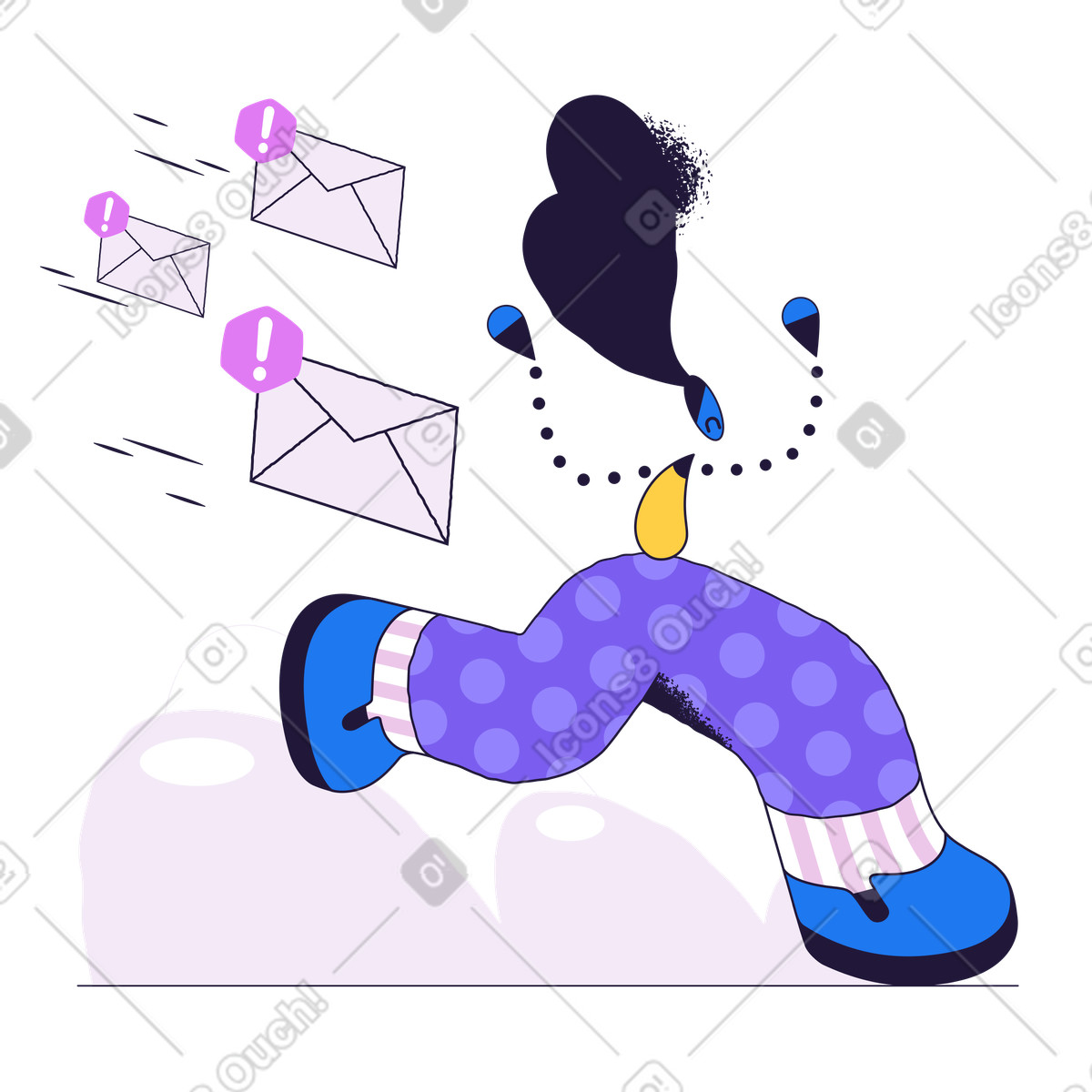 Running away from messages-Illustration im Conifer-Stil als Download in PNG, SVG