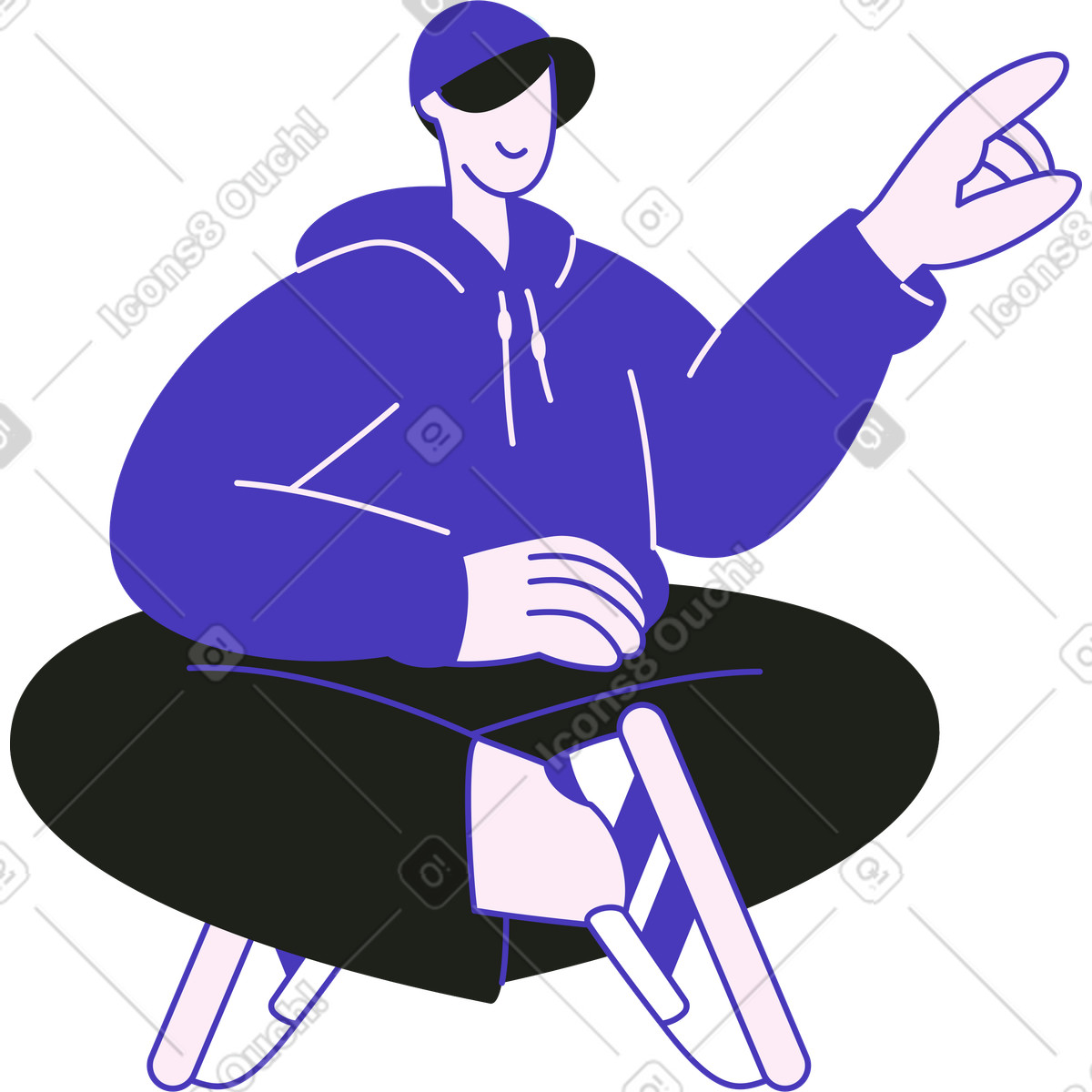 Illustration Homme assis en tailleur dans le style Blueberry à télécharger aux formats PNG, SVG