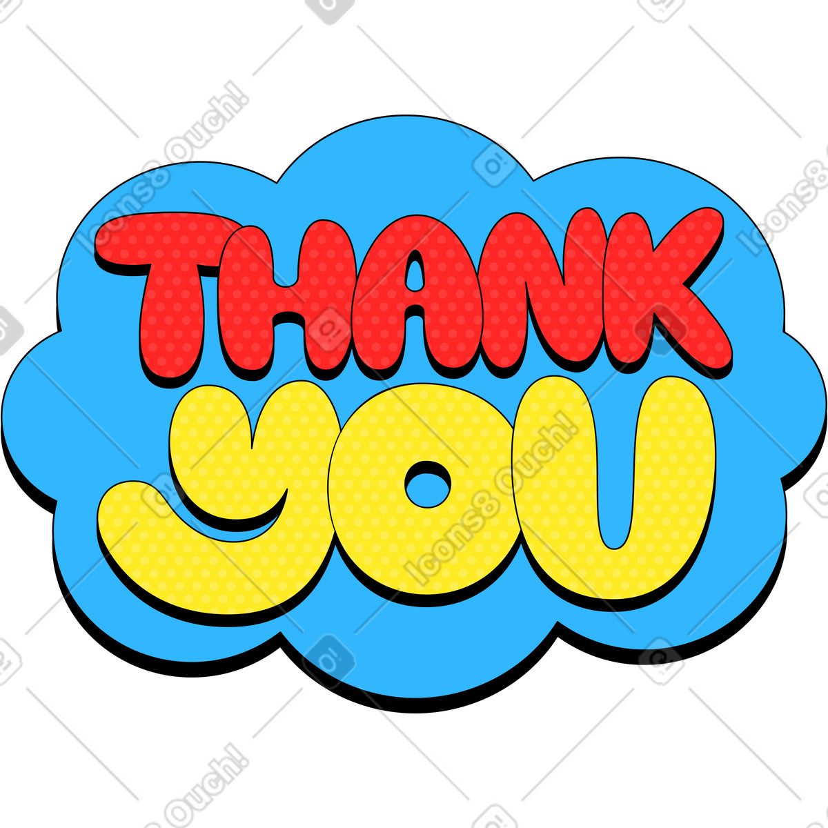 Lettering thank you puffy in cloud text illustration style download PNG, SVG