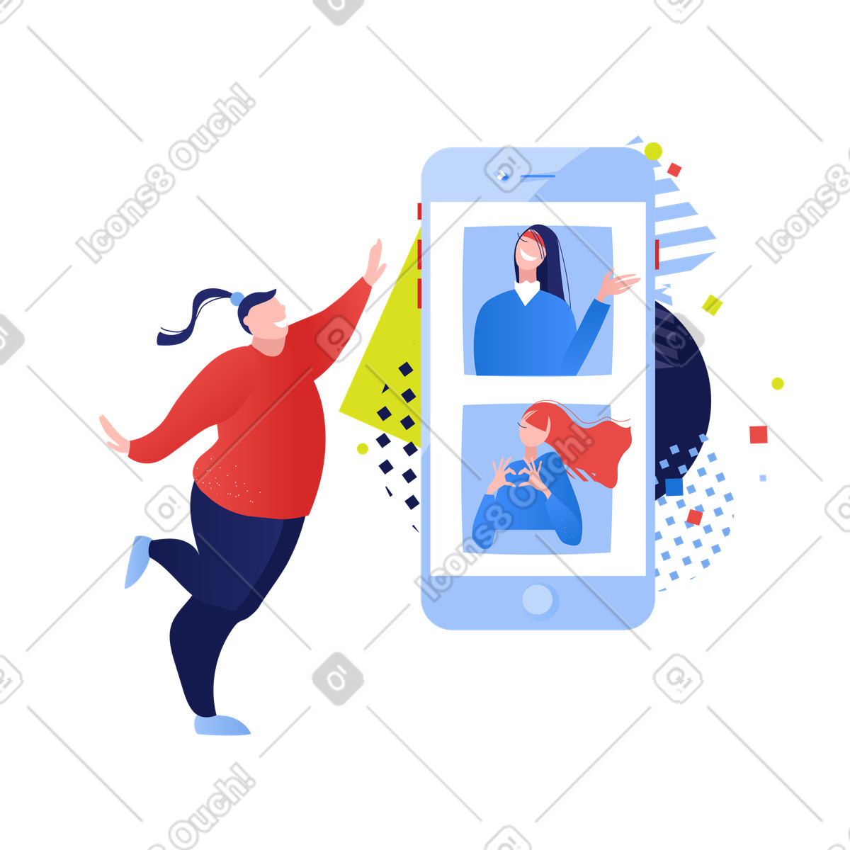 Illustration Des personnes participant à une conférence virtuelle dans le style Clip télécharger aux formats PNG, SVG