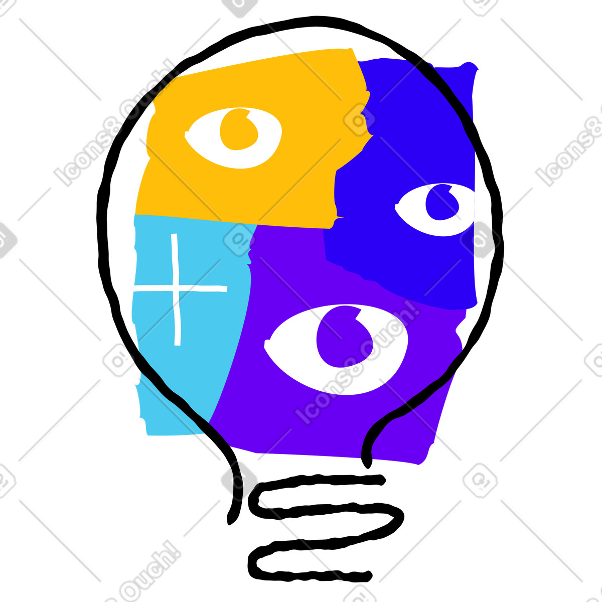 Problem solving and collaboration, Creative thinking brainstorming concept animierte Illustration im Puzzle-Stil als Download in GIF, Lottie (JSON), AE