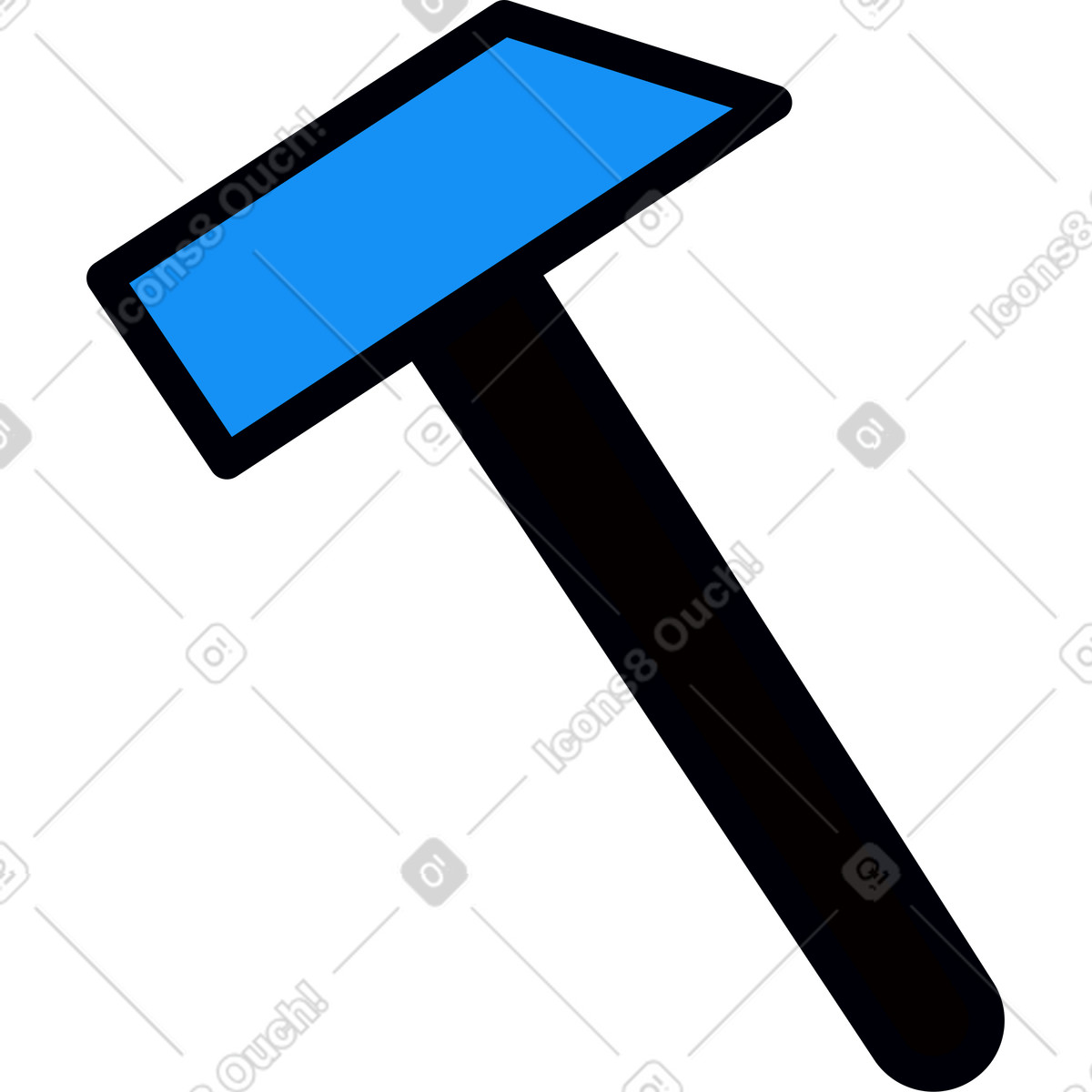 Blue hammer illustration in Droll style download in PNG, SVG