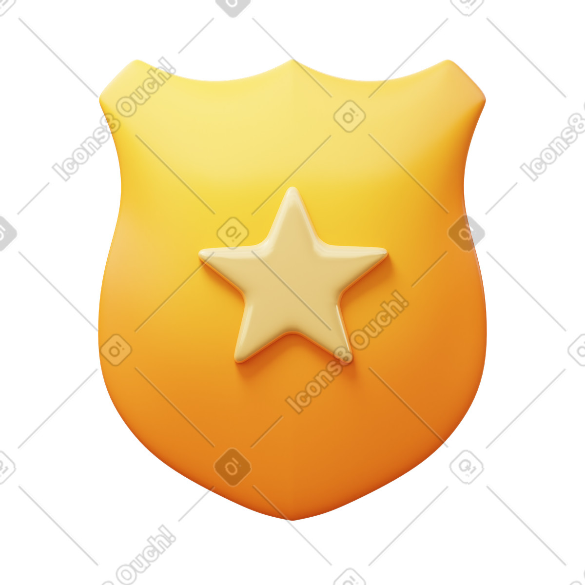 Police badge illustration in 3D Fluency style download in PNG, SVG