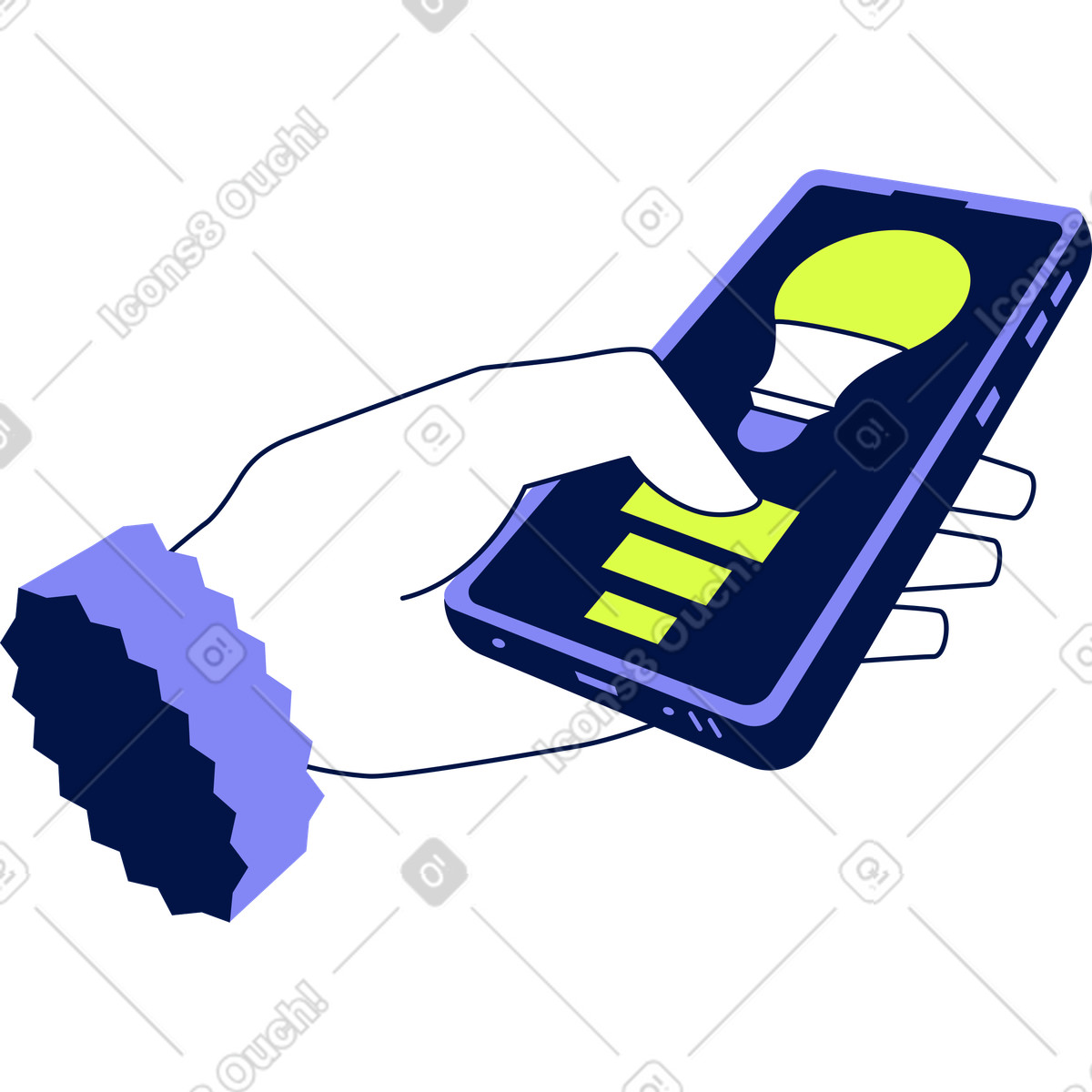 Иллюстрация Рука с телефоном в стиле Glow — скачать в форматах PNG, SVG