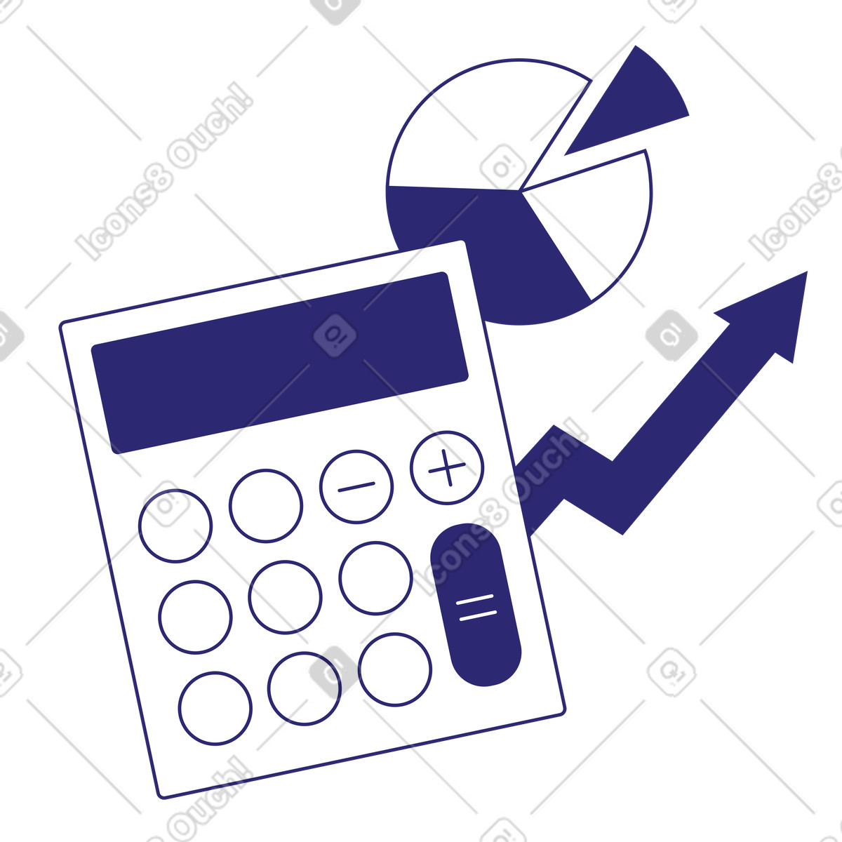 Ilustração animada de Graphical calculator and pie chart, Money management budgeting insights em no estilo Cut para baixar em GIF, Lottie (JSON), AE