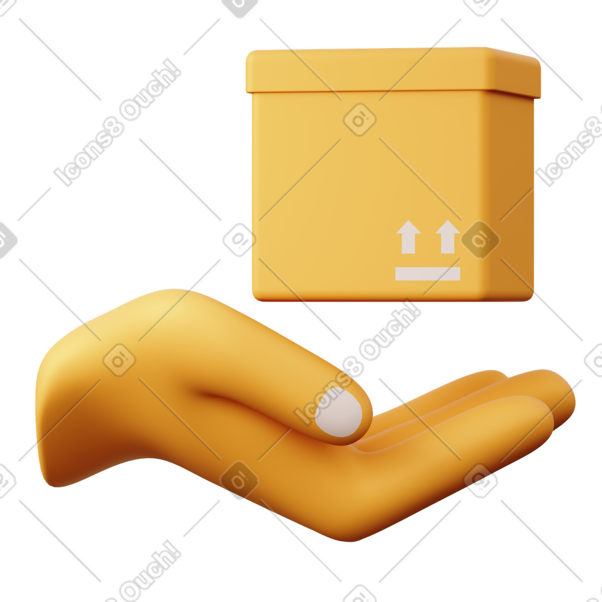 Illustration Hand with package dans le style 3D Sugary à télécharger aux formats PNG, SVG