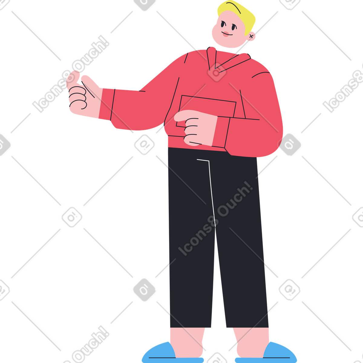 Boba 스타일의 빨간 까마귀 서 있는 남자 일러스트레이션 PNG, SVG 다운로드