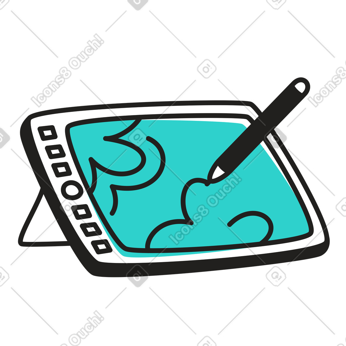 Tavoletta grafica con schermo e stilo illustrazione in stile Little scarica in PNG, SVG