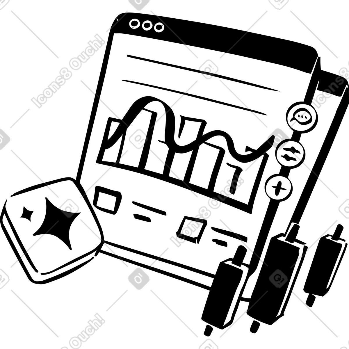 Illustration Frame with charts business analytics dans le style Line à télécharger aux formats PNG, SVG
