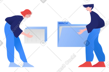 People working with archival documents PNG, SVG