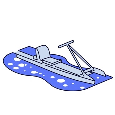 A rowing machine with a sleek design featuring a shiny silver frame. The machine has a comfortable padded seat and long adjustable oars. Beneath the machine, there is a flowing stream of blue magical water that sparkles with hints of light. The water cascades gently, creating ripples that reflect the colors of the surrounding environment. The entire scene is set on a simple surface that emphasizes the rowing machine and the enchanting stream of water beneath it.