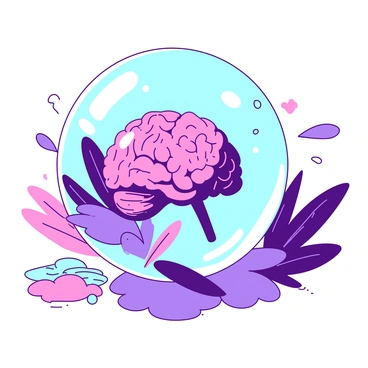 A brain inside a floating translucent bubble