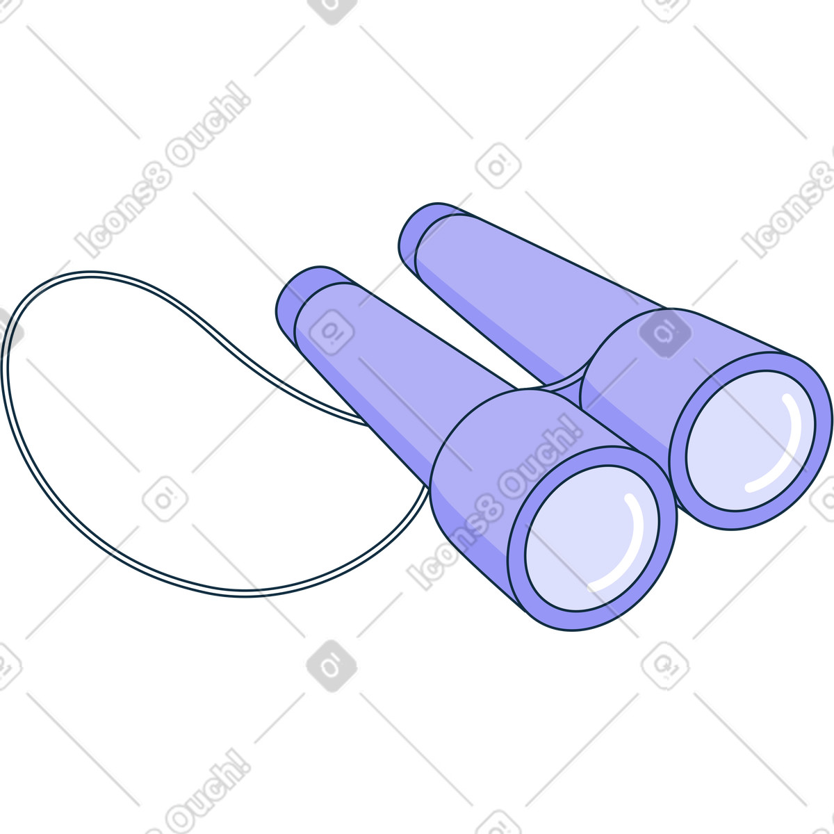 Ilustración Lilac binoculars with lace en estilo Bubble gum a descargar en PNG y SVG
