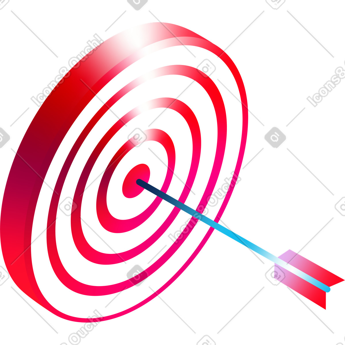 Ilustração de Alvo vermelho isométrico com uma flecha em no estilo Glare para baixar em PNG, SVG