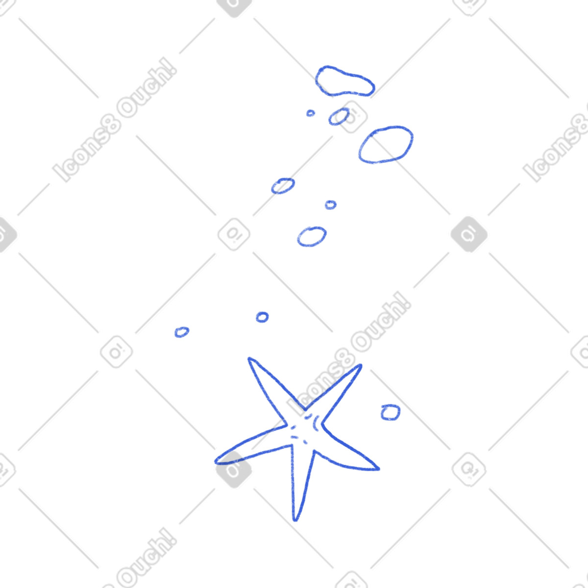 Blue contour pebbles and a starfish-Illustration im Moments-Stil als Download in PNG, SVG