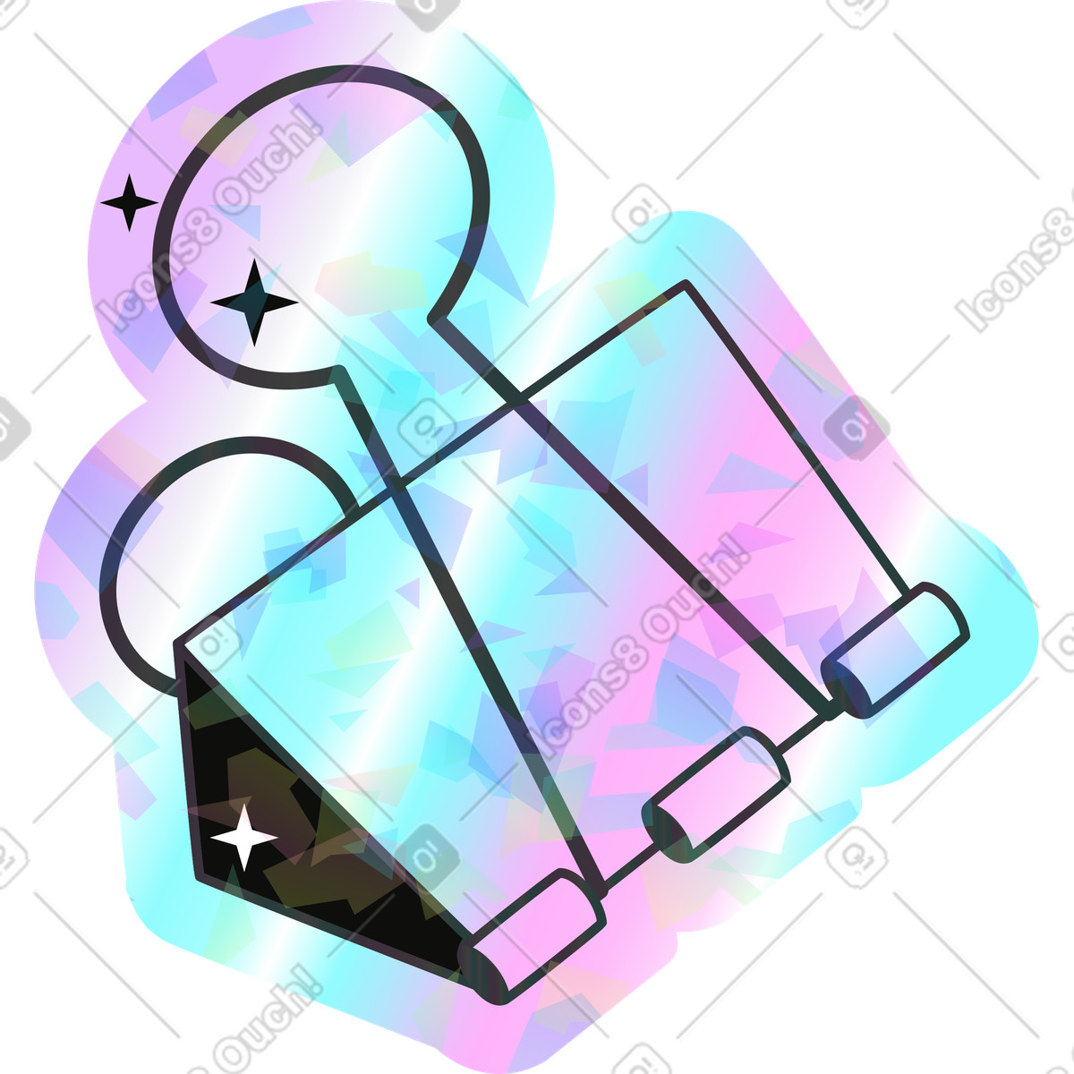 Paper clip illustration in Holostickers style download in PNG, SVG