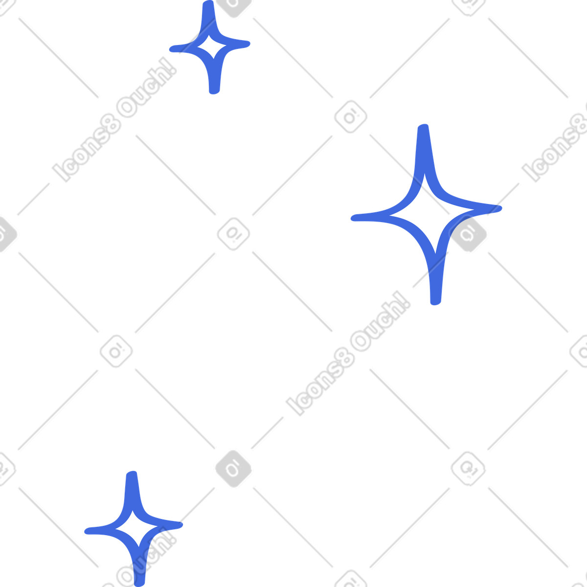下载 Ballpoint Pen 风格的 Sparkles blue four pointed stars minimal clean decorative accents 插画，支持 PNG、SVG 格式