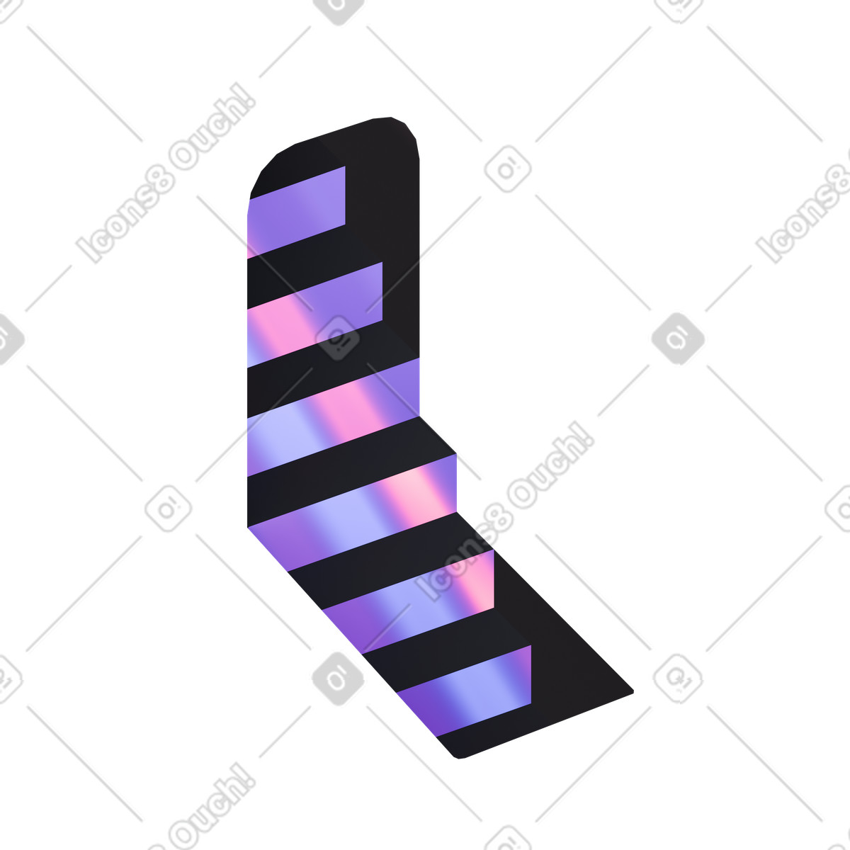 Minimal luminous stairs in dark space, Personal development and self improvement animated illustration 3D Illusion style download GIF, Lottie (JSON), AE