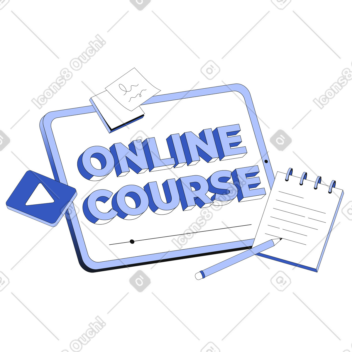 Home study with online course message, Virtual class concept illustration in PNG, SVG