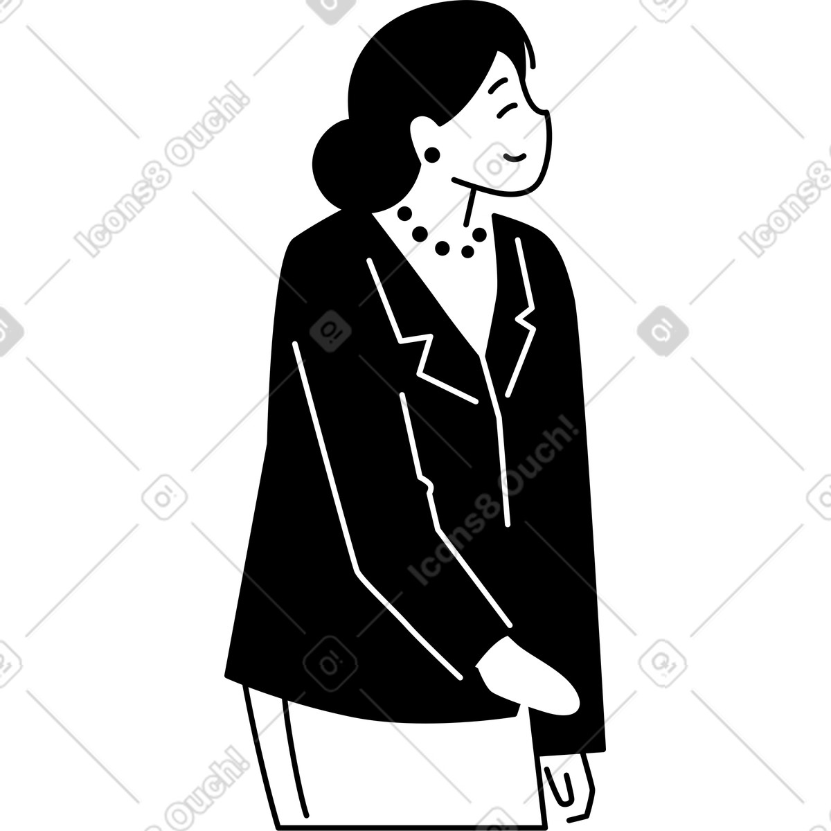 Illustration Femme en costume dans le style Weekday à télécharger aux formats PNG, SVG