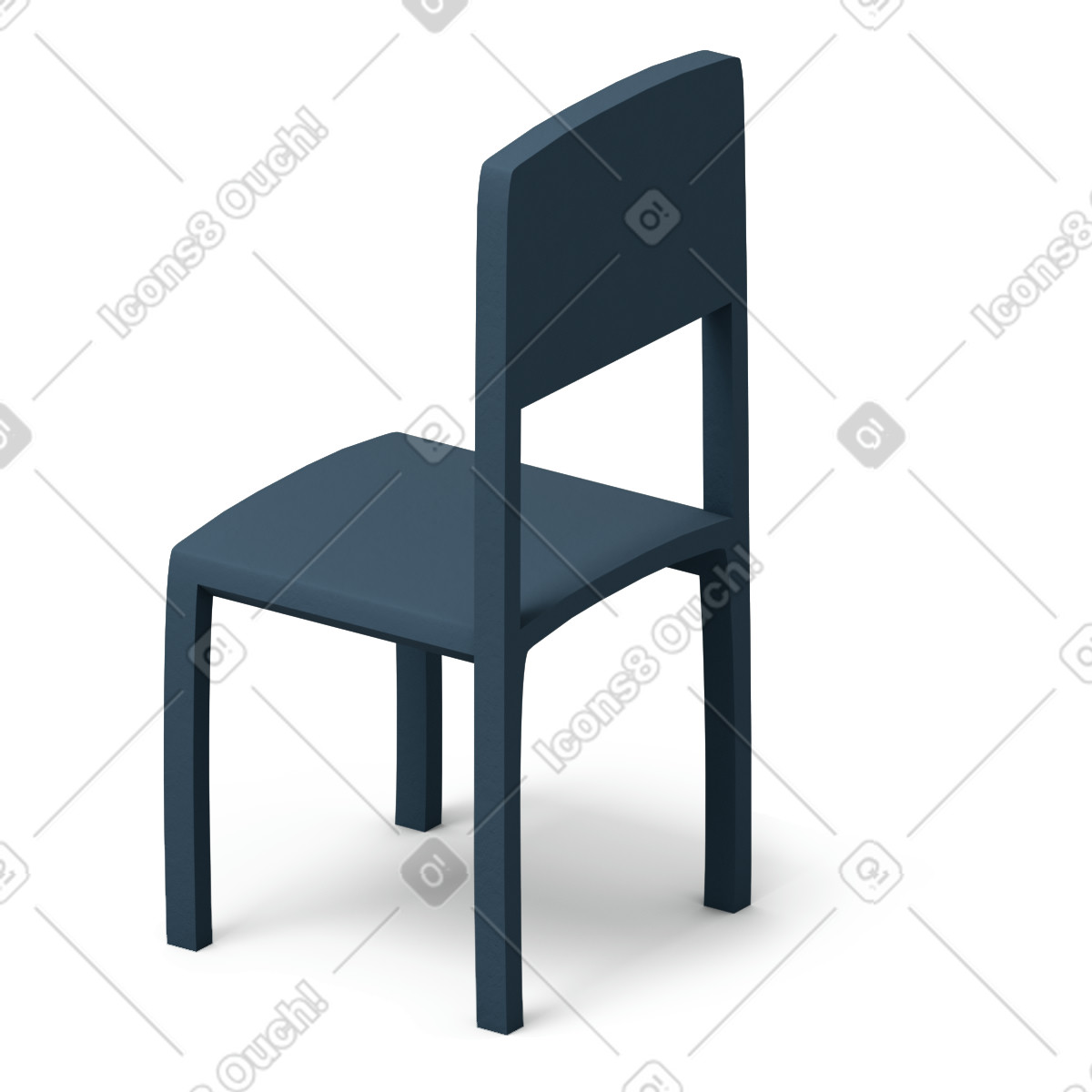 下载 3D Flame 风格的 黑色椅子 插画，支持 PNG、SVG 格式