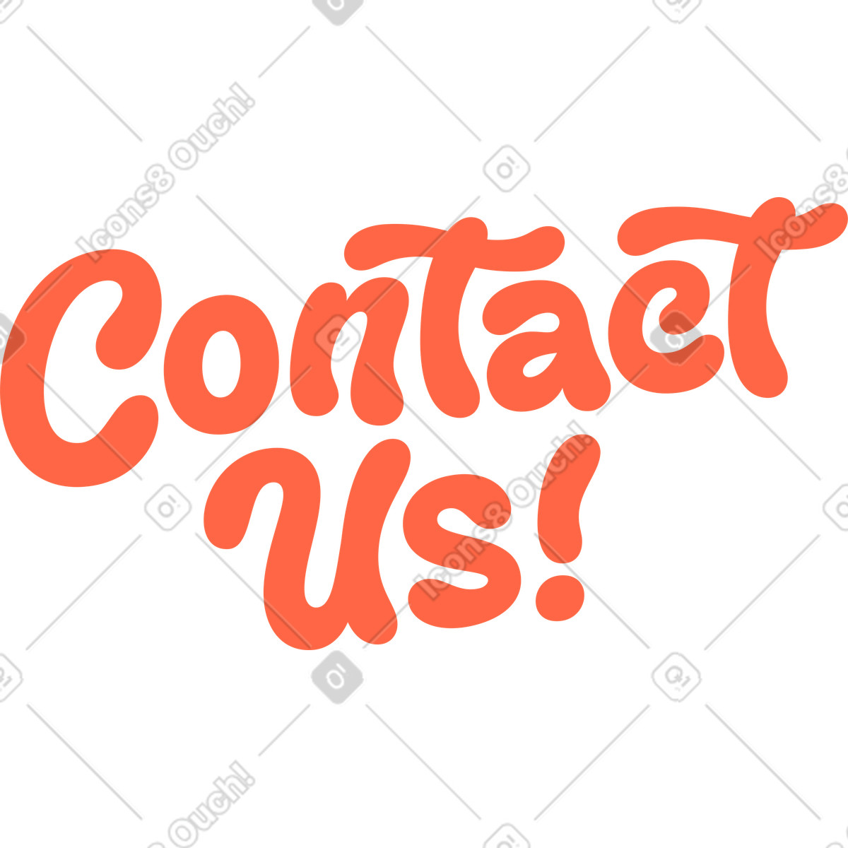 Lettering contact us! text illustration in Social style download in PNG, SVG