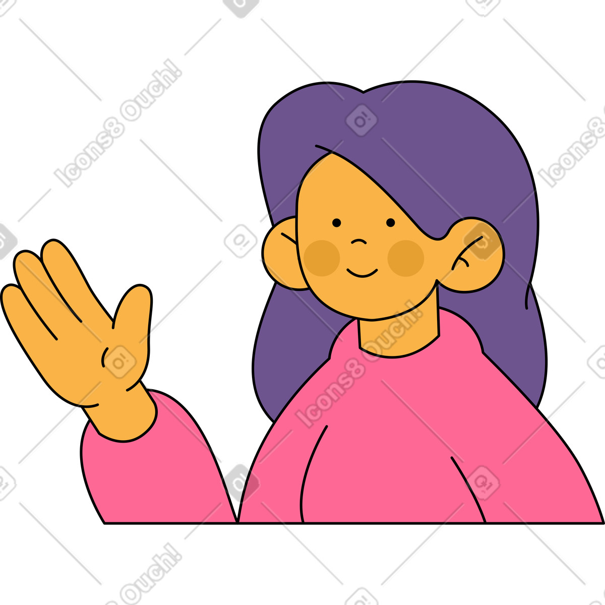 Woman waving her hand illustration in Bloom style download in PNG, SVG
