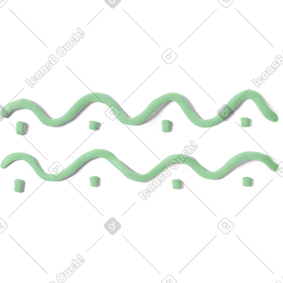 Light green wavy lines with dots illustration in 3D Stripy style download in PNG, SVG