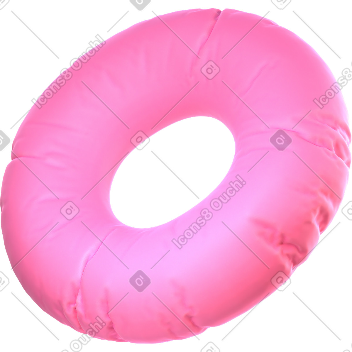 Inflated pink torus illustration in 3D Glassy style download in PNG, SVG