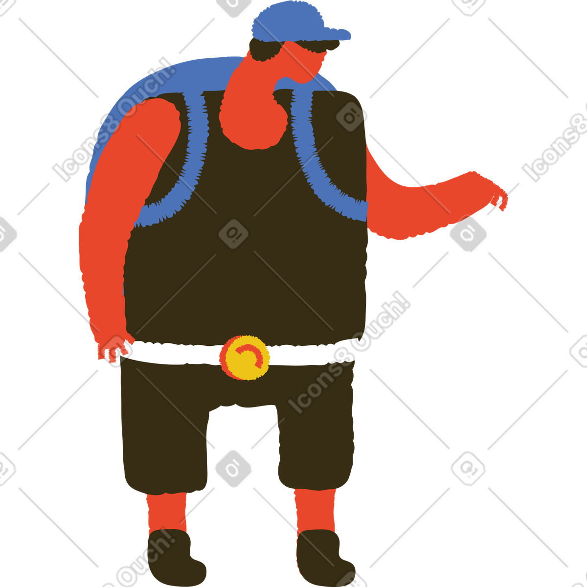 Uomo con zaino illustrazione in stile Bermuda scarica in PNG, SVG