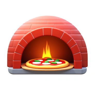 A traditional brick oven with a pizza baking inside